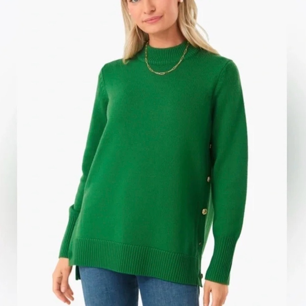 Tuckernuck Bexley Green Wool Sweater Top Long Sleeves Gold Buttons Womens Small